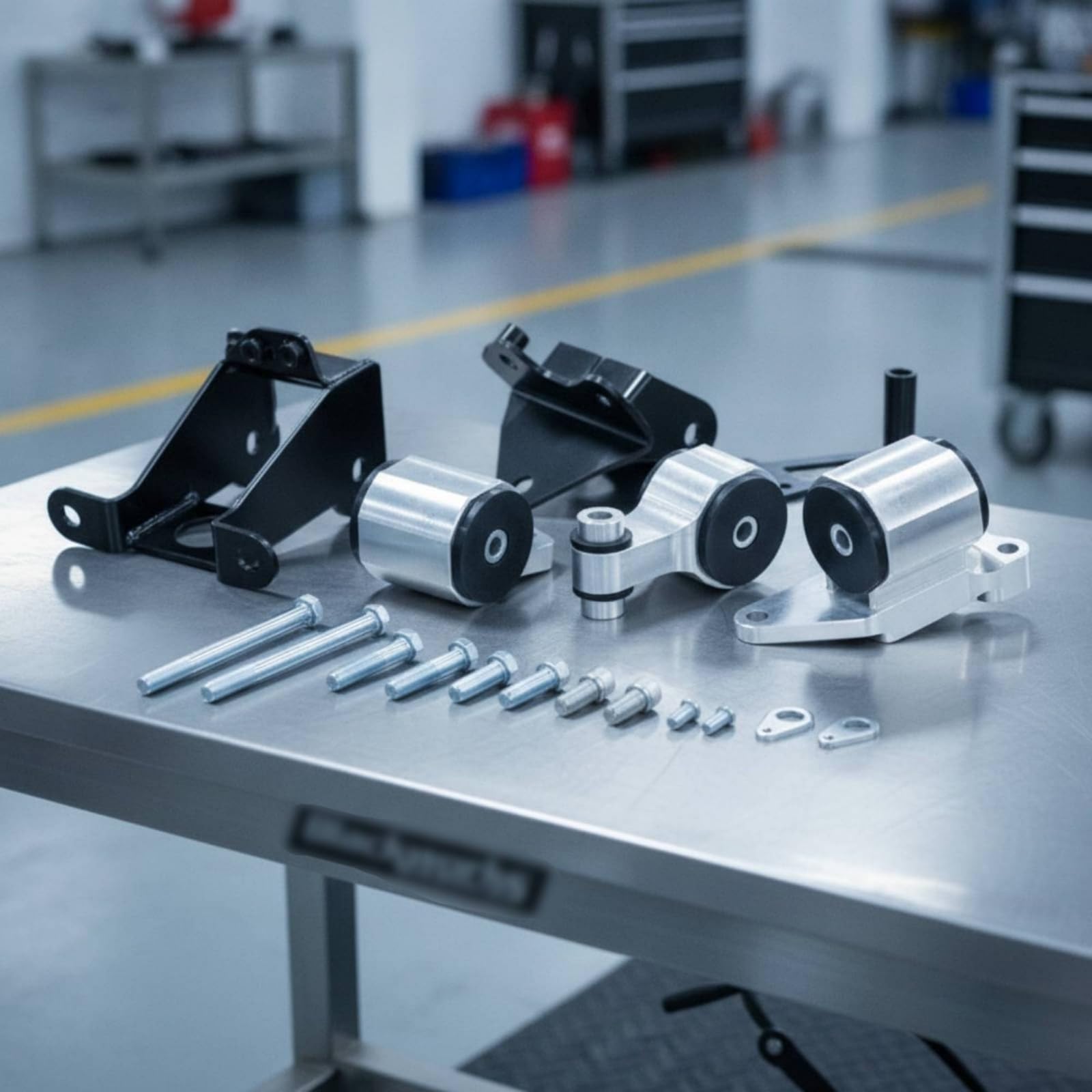Supporto Motore Staffa Kit Staffaggio Motore Staffa Cambio in Lega di Alluminio con Struttura Angolata E Fori Preforati Adatto a Sostituzione Motore Elaborazioni Officina Fai da Te