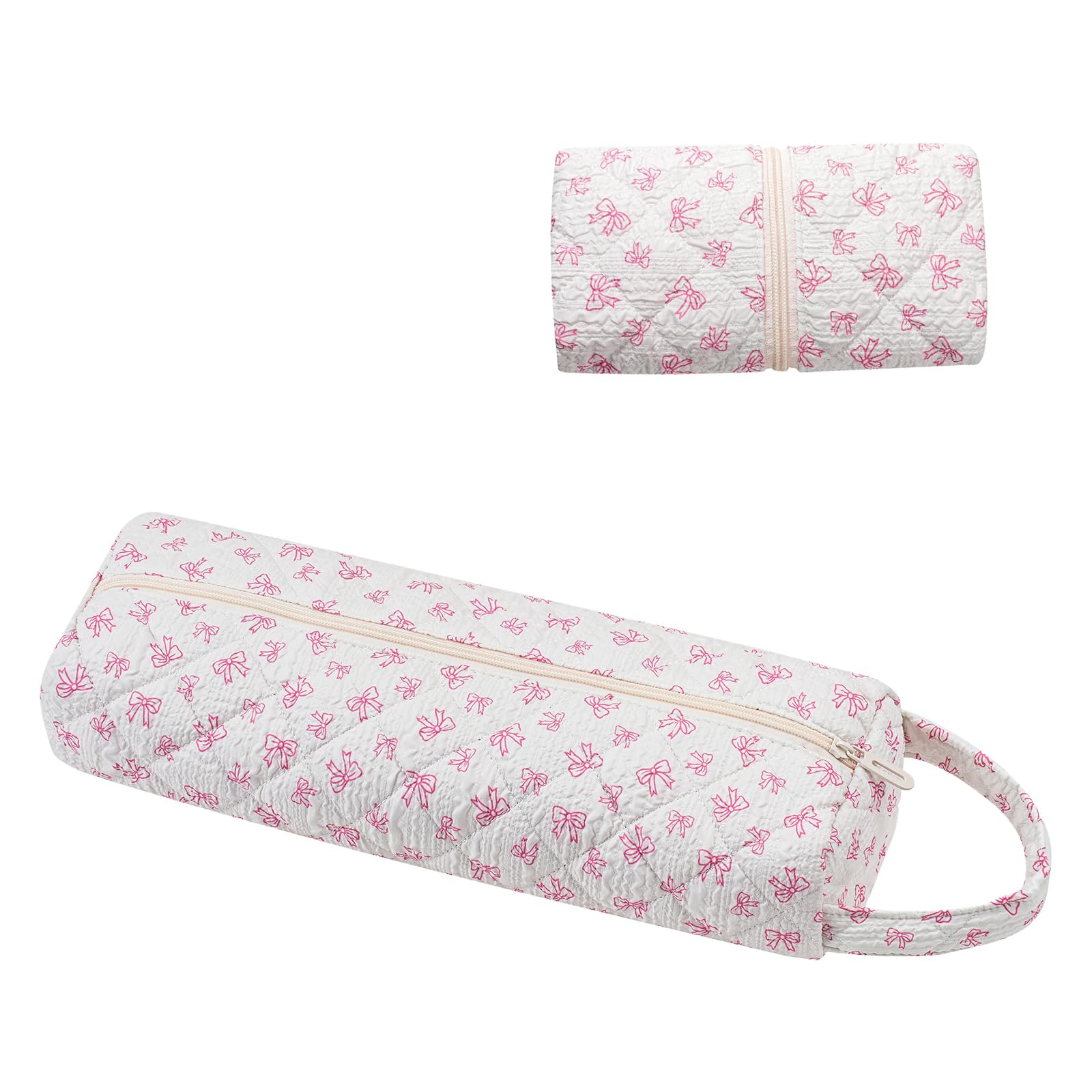 RSRSLEII Quilted Hair Tools Travel Bag with Bow Pattern, Portable&amp;Foldable