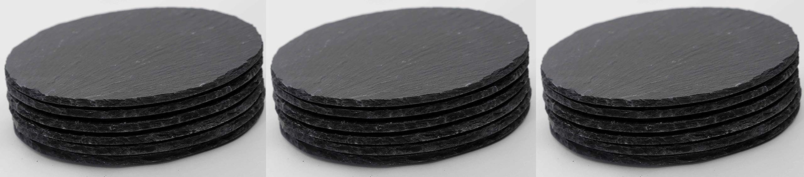 Novaliv 12x Schieferplatten I rund I 25x0,5 cm I Platzdeckchen Schiefer Schneidebrett Schiefer Platzteller Buffet Servierplatte Deko Platte