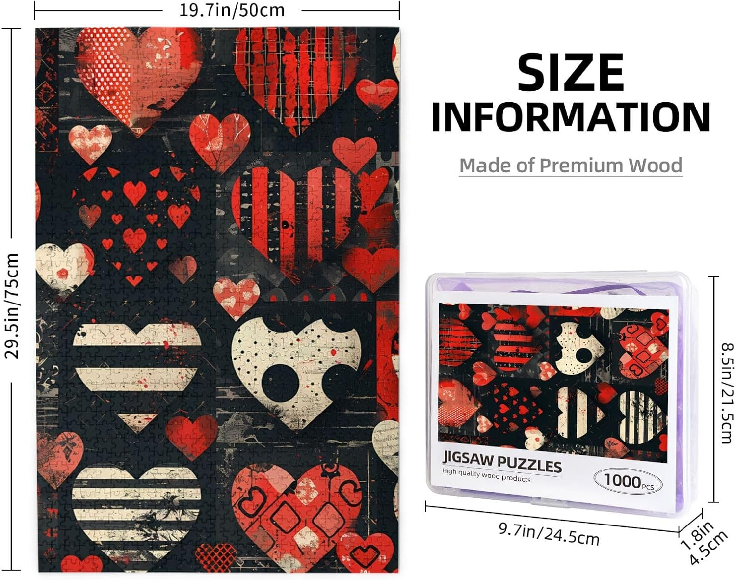 1000 Pieces Valentine's Day Love Heart Jigsaw Puzzles for Family Fun and Gift Giving
