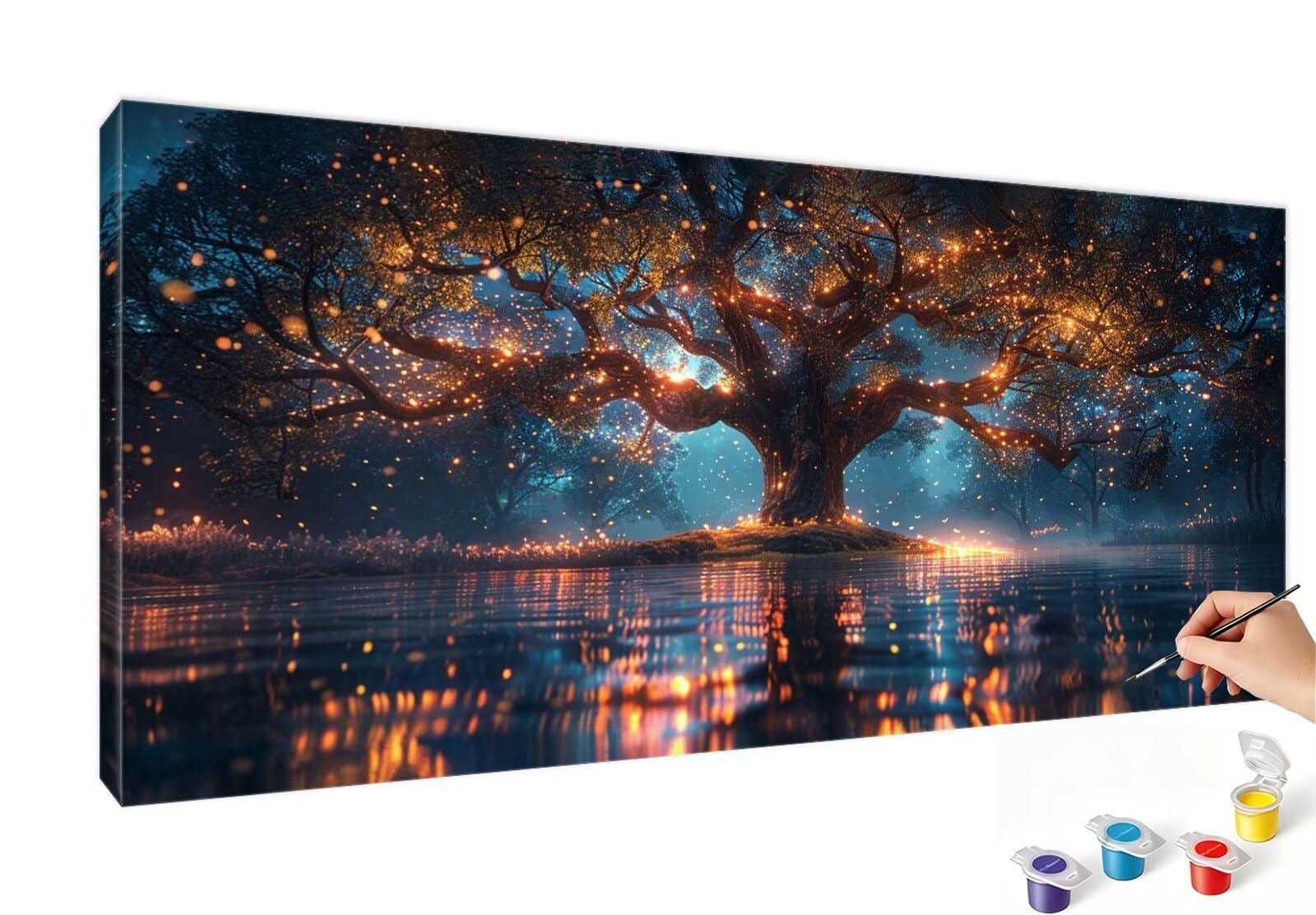 Malen Nach Zahlen XXL Traum Malen Nach Zahlen Erwachsene Baum 60x120 cm, Ohne Rahmen, DIY Paint by Numbers Set mit Acrylfarben und Pinseln, Knitterfreie Leinwand, Geburtstagsdeko, Geschenk RB-438