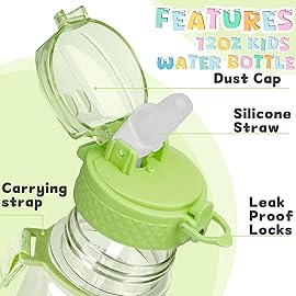 OLDLEY 17oz Kids Motivational Water Bottle, Leak-Proof Tritan BPA-Free, Reusable for School Girls & Boys, Silicone Straw, Parrott Green
