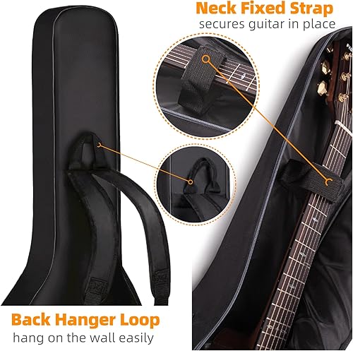 Miniatura 3 de GIGKOUKI Bolsa de guitarra acústica de 38 39 pulgadas, funda suave de 0.35 pulgadas de grosor, acolchado de guitarra clásica, mochila grande con