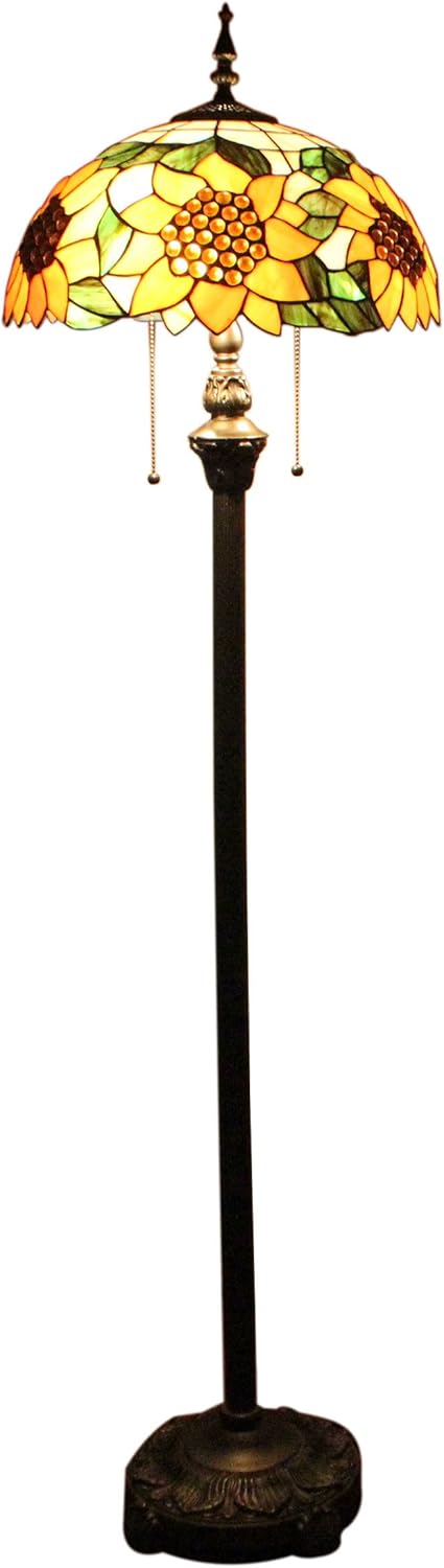 16-Inch Sunflower Bead European Pastoral Style Elegant Luxury Creative Handmade Stained Glass Floor Lamp Sold only in"Collection Outlets"