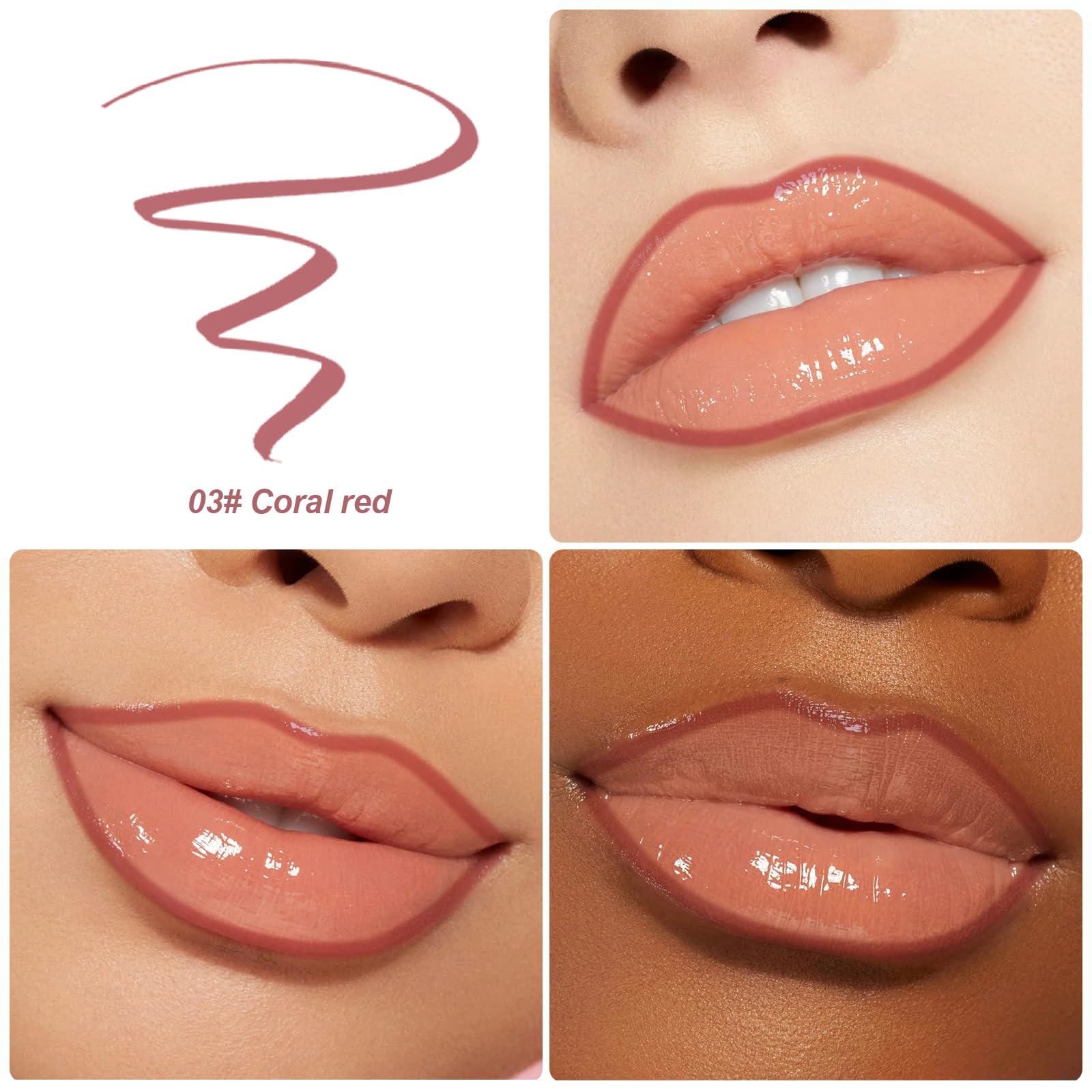 KISSIO Lip Liner Stain,Peel Off Lip Liner,Transfer Proof,Long Lasting and Waterproof,Lip Tint Tattoo,Natural Makeup Stain,Matte Finish,Coral red - Image 2