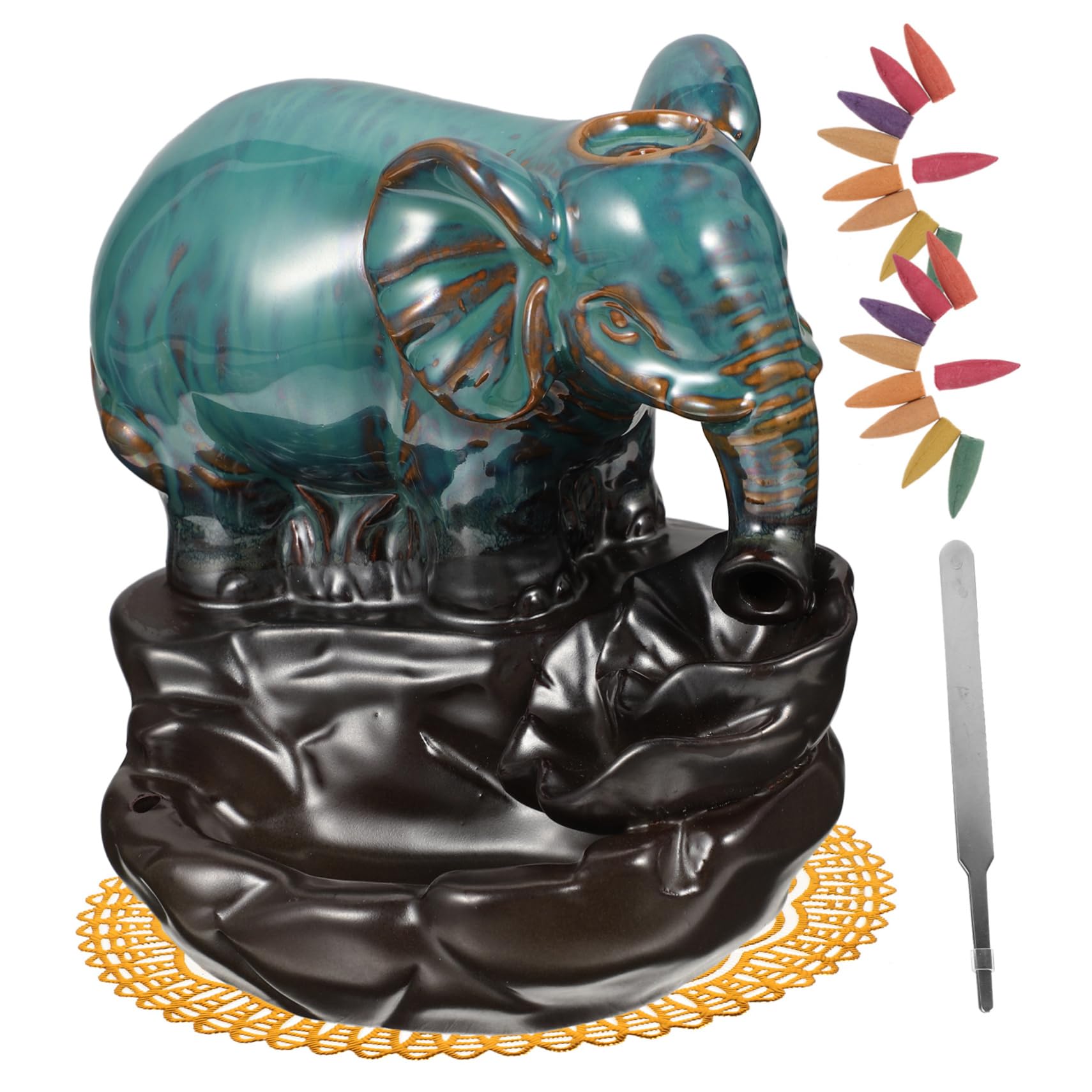 Rückfluss-räuchergefäß Elefant Aus Porzellan Räucherkegel- Tisch- Für Meditation Wohnzimmer Schlafzimmer Büro
