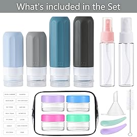 MODENGKONGJIAN 16 Pack Travel Bottles for Toiletries,TSA Approved Silicone Squeezable Travel Shampoo Bottles, 3oz Leak Proof Refillable Toiletry Cosmetic Containers (16PCS/Grey)
