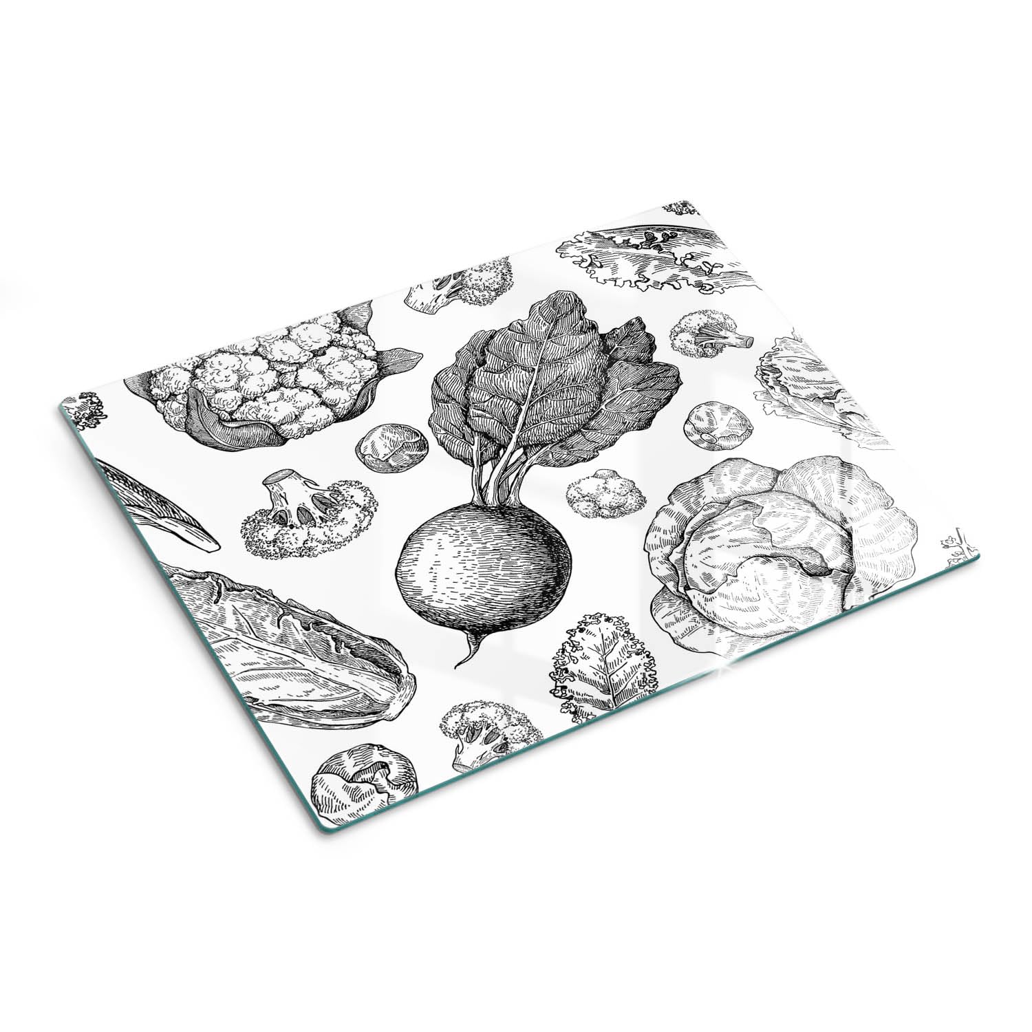 Plan de préparation en verre résistant à la chaleur 40x30 cm Légumes