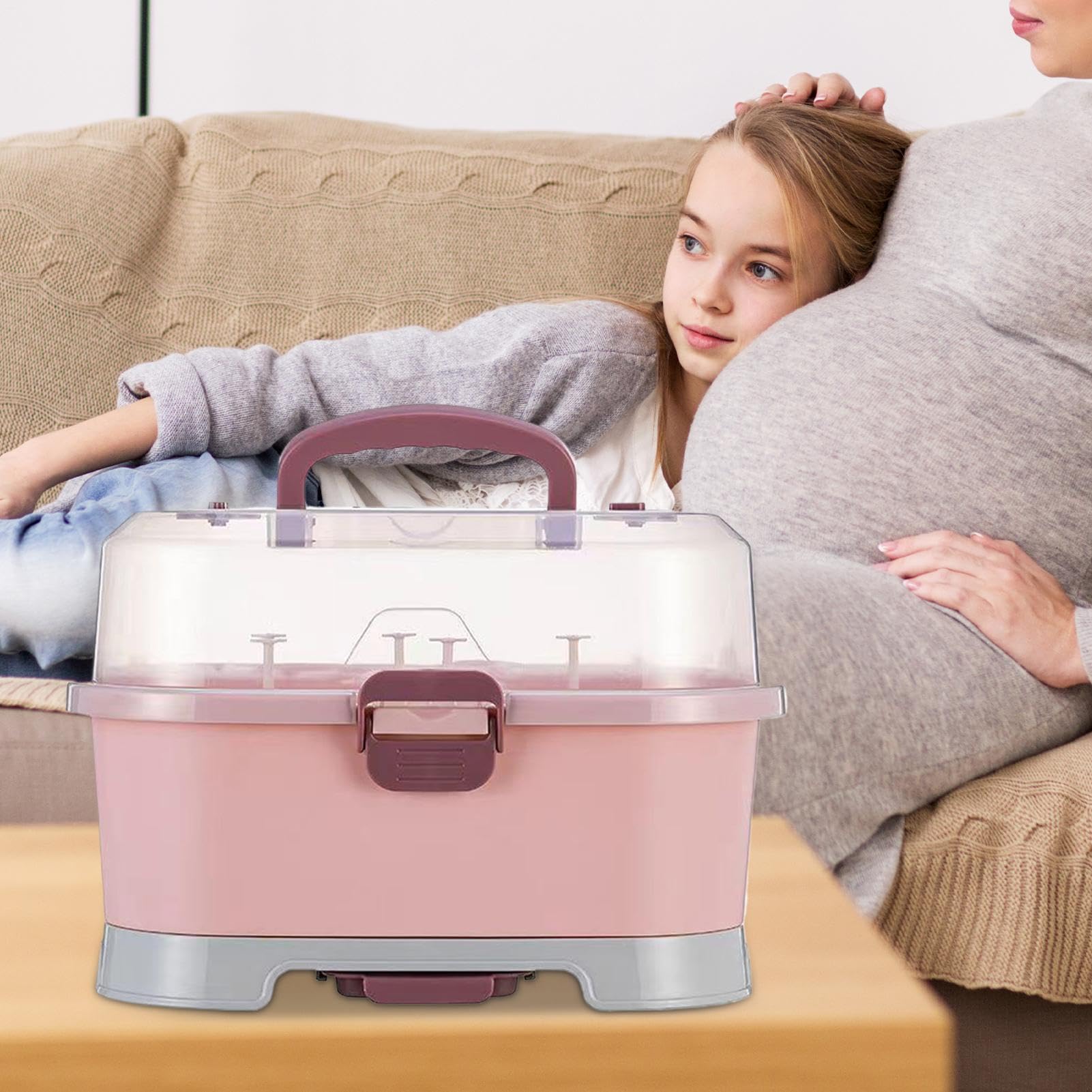 Large Nursing Bottle Storage Box Organizer with Cover, Removable Home Holder for Sink Dishwasher, Bottle Organizer for Kids, Cabinet Washing Sink Travel Kitchen Use. — view 5