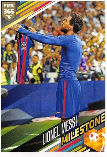 2017-18 Panini FIFA 365 Stickers Soccer #392 Lionel MessiMilestones Official Smaller Than Trading Card Sized Album Sticker in Raw (NM or Better)