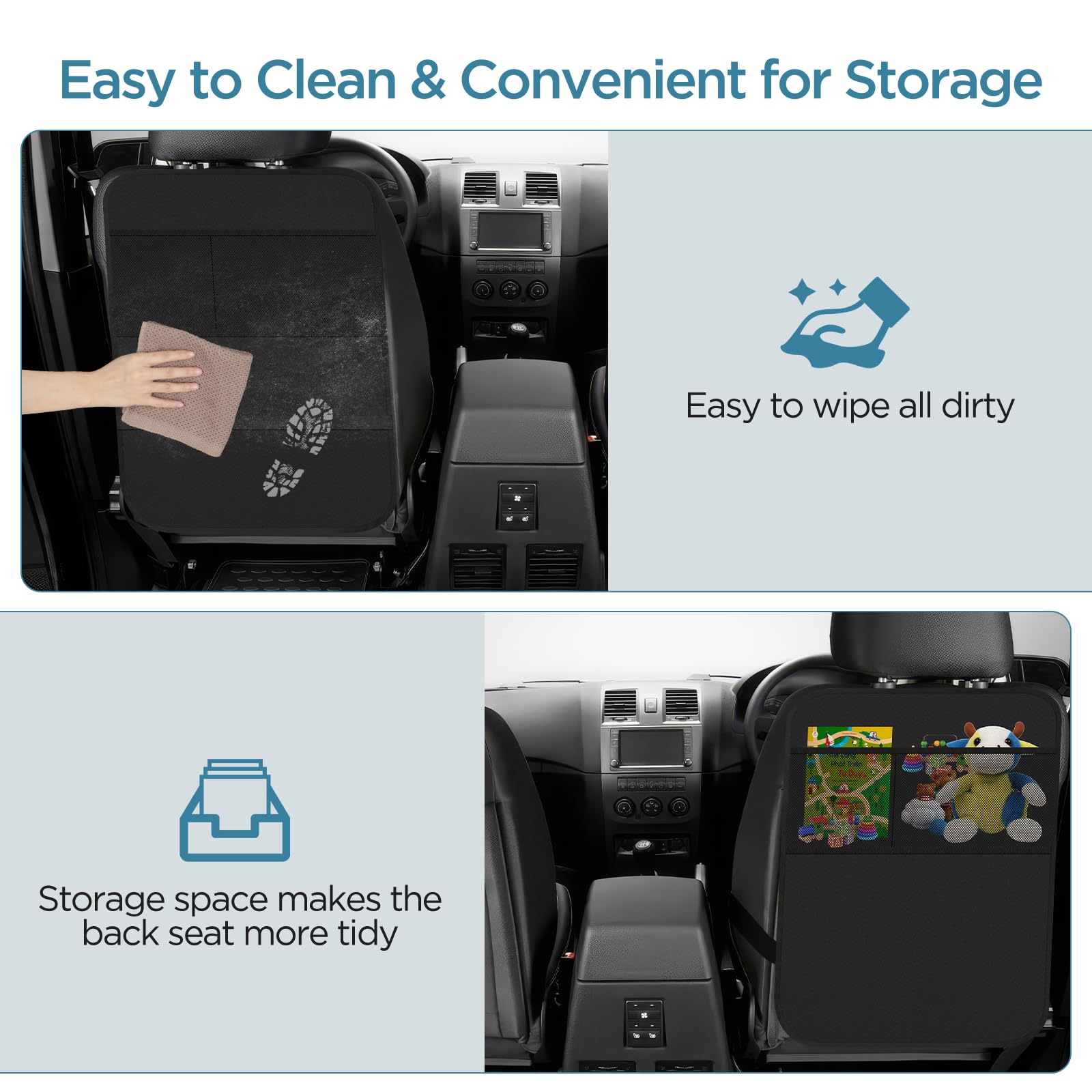Cozary Protezione Sedili Auto 70x50 cm Tessuto Oxford Impermeabile Antisporco Organizer Sedile