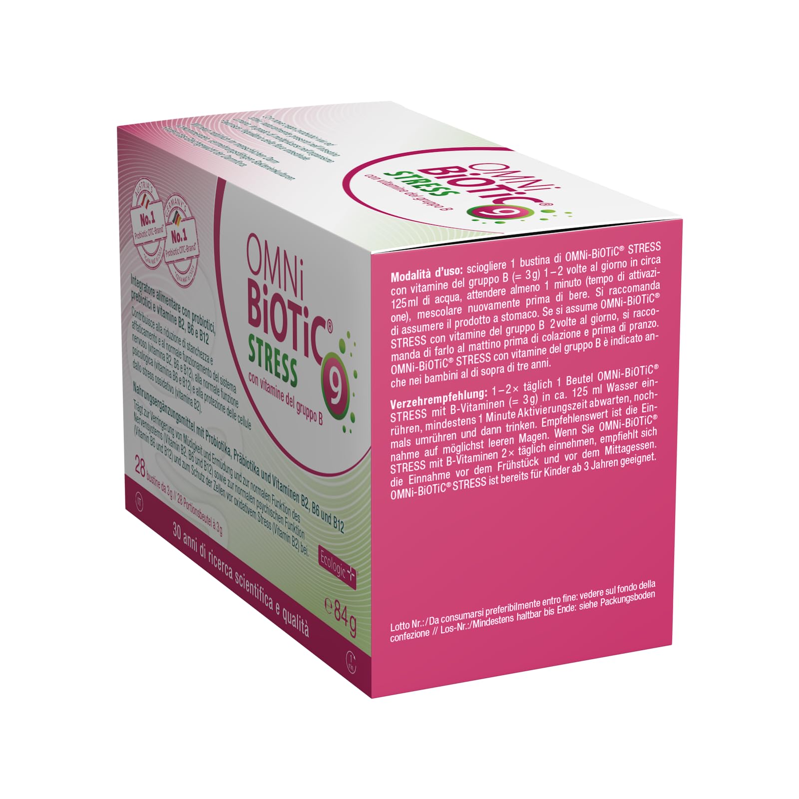 OMNi BiOTiC Stress con vitamine del gruppo B | Polvere | Integrato con vitamine B2, B6 e B12 | VEGANO | 28 bustine da 3 g