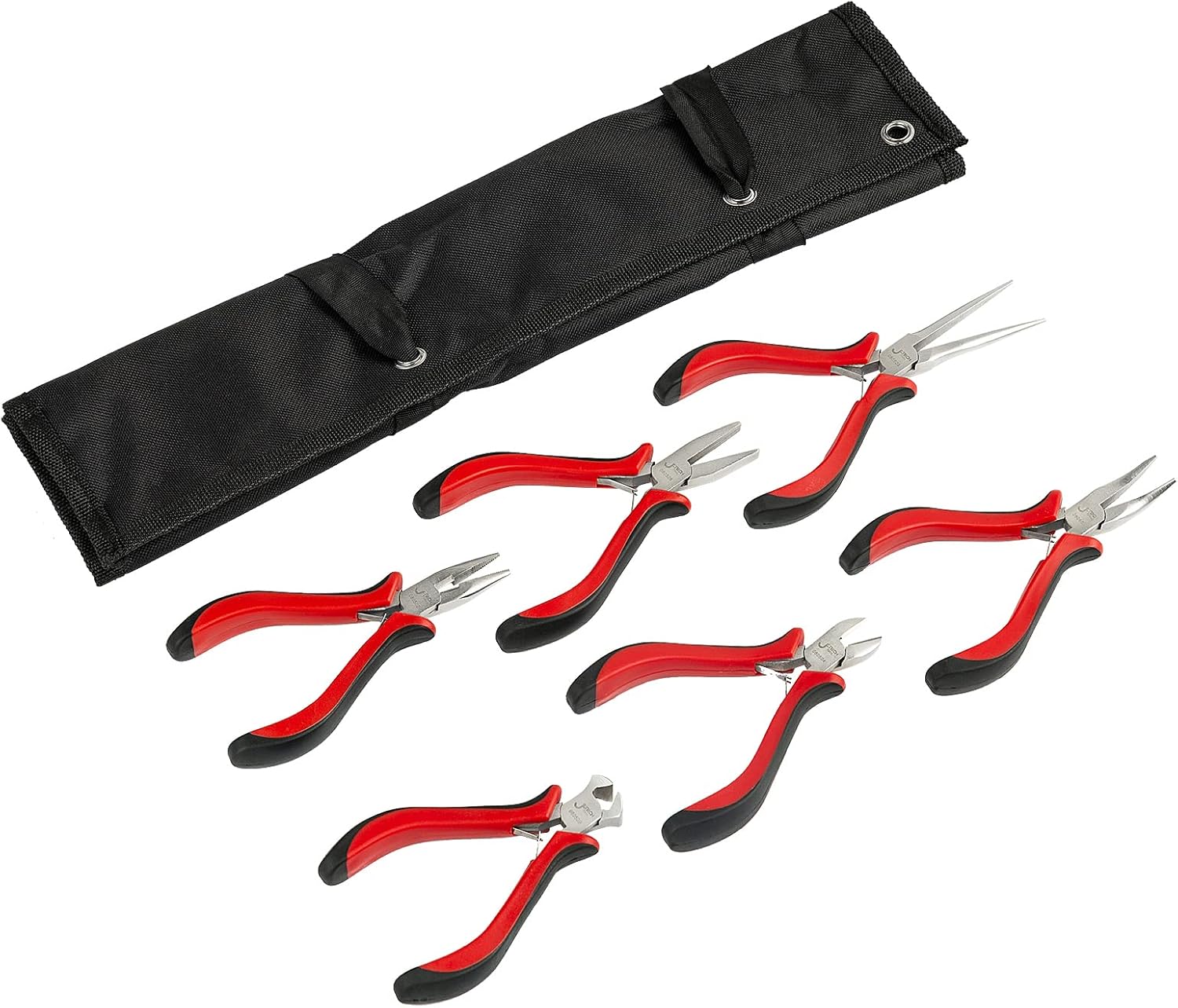 Jetech 6PCS Mini Pliers Set with Pouch, Cr-V Steel Jewelry Pliers Tools Including End Cutting/Diagonal/Long/Bent/Flat/Needle Pliers