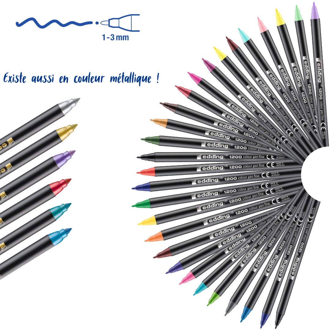 Edding 1200-6-S - Pack 6 Rotuladores Surtidos 1200 - Punta Redonda 1 mm - Colores Pastel
