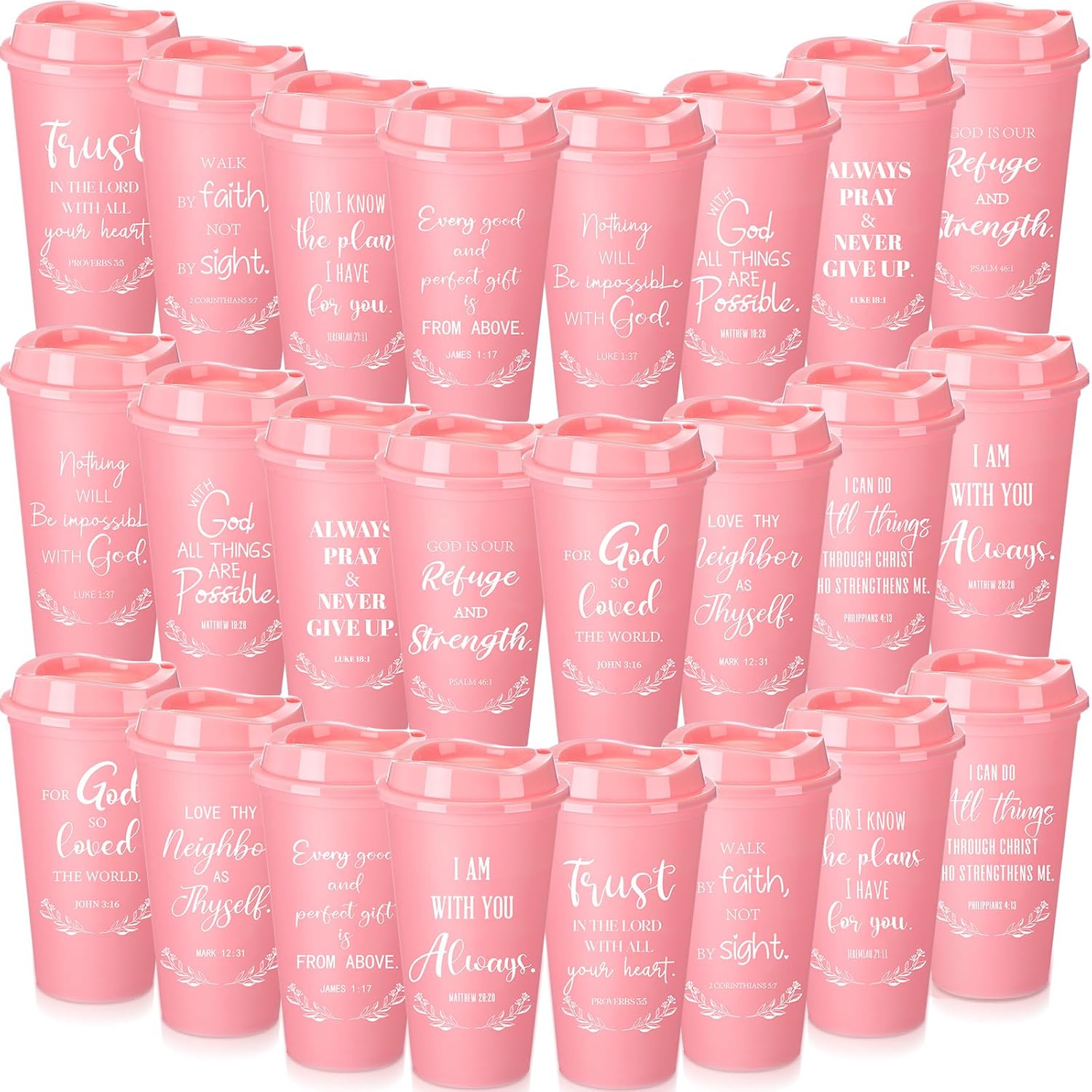 Skylety 72 Pcs Christian Easter Gifts Tumblers Bulk for Women Men Plastic Coffee Cups Church Mugs with Lids and Straw Bible Verse 16 oz Religious Gifts Coworkers Employees Mugs (Bright Colors)