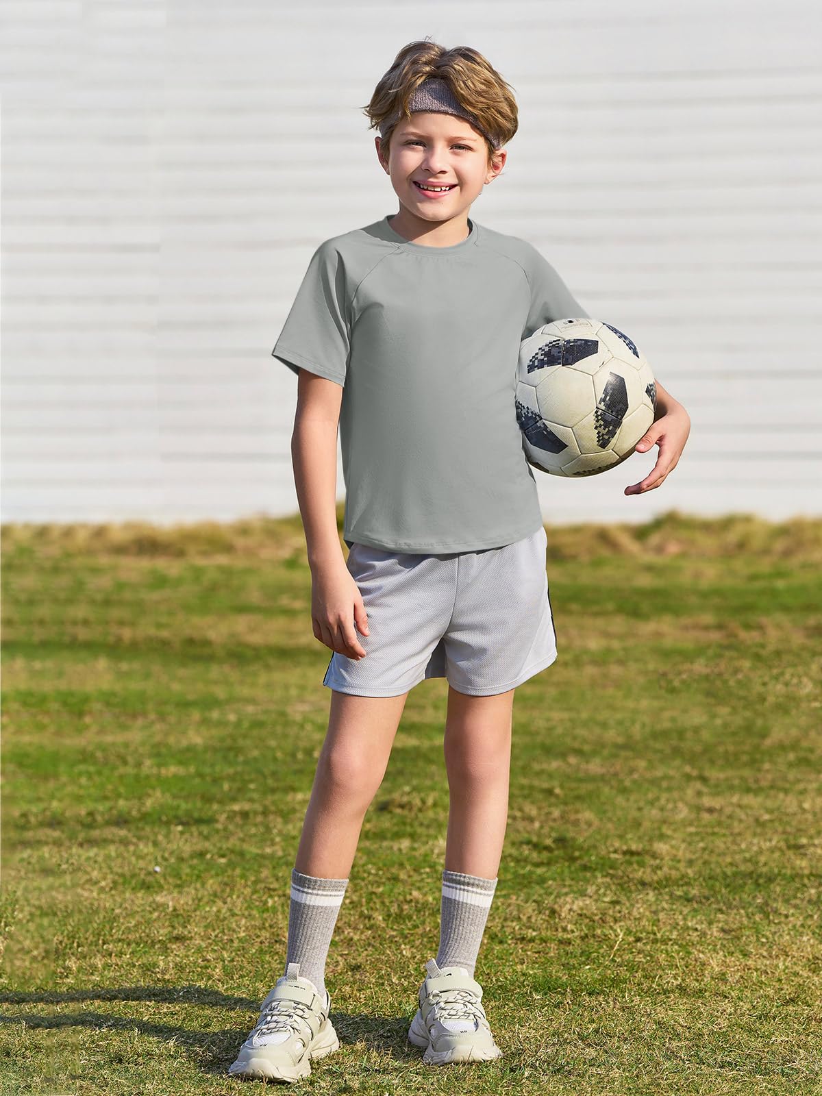 T-shirt enfant à manches courtes col rond uni léger coupe droite sport décontracté 5-14 ans