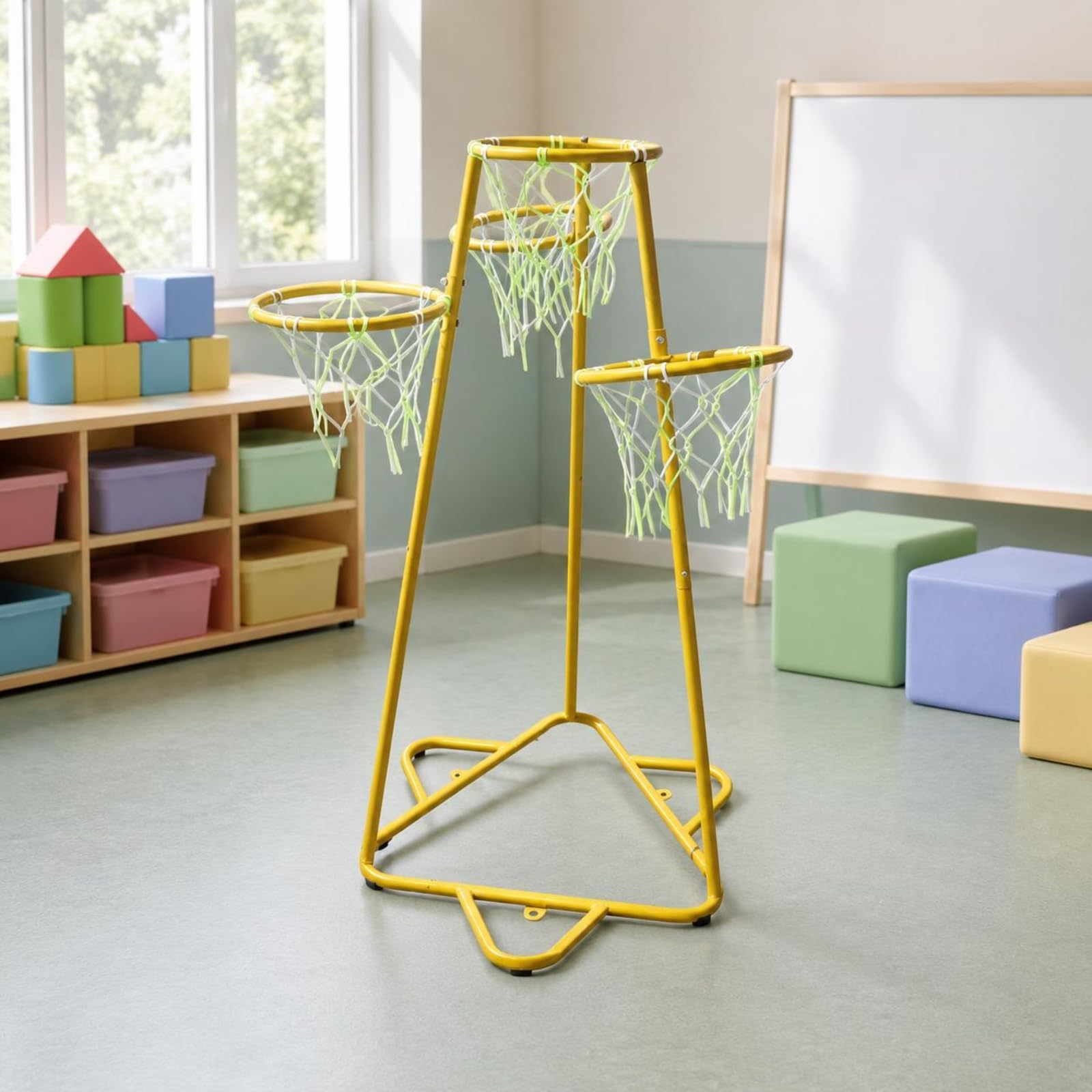 Canestro da Basket per Bambini Struttura Allenamento Basket Porta Canestro con Acciaio Zincato Punti di per Esercizi E Divertimento Stabile con Base, Verde