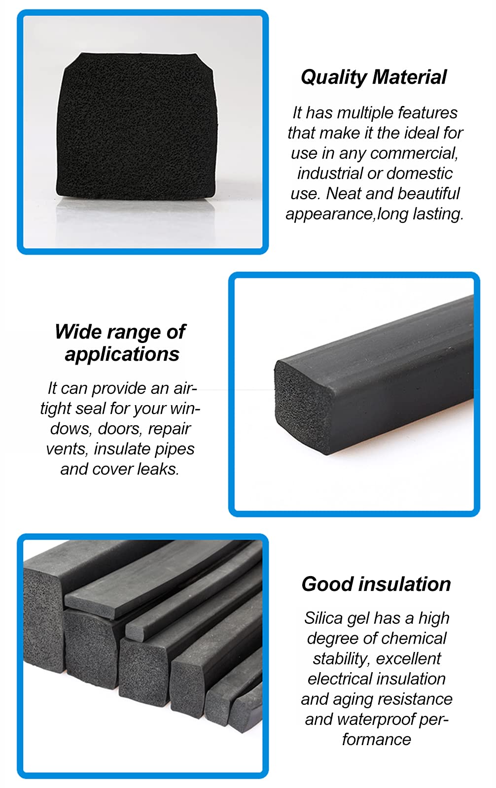 Striscia Di Tenuta In Gomma EPDM 8mm X 3m - Per Isolamento Porte E Finestre, Fai Da Te, Resistente Alle Intemperie - Foto 9