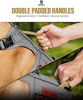 Vista 4 de OneTigris Arnés táctico para perro grande con hebilla de metal completo sin tirones con paneles de gancho y bucle, ajustable militar, fácil