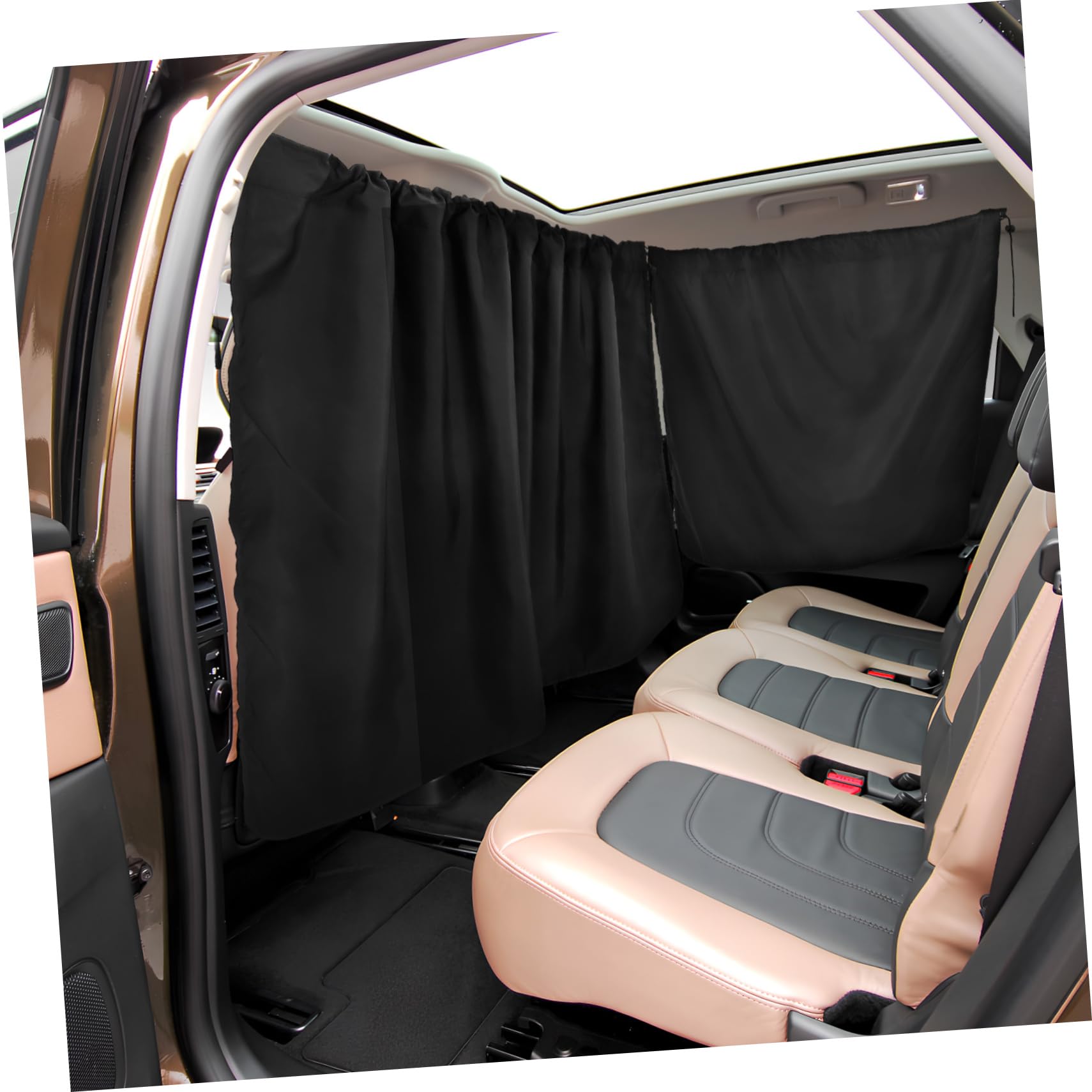 Cortinas para Coche Protector Solar y Cortina Divisoria de Privacidad Toldo para Ventanas Traseras y Separador de Asientos Instalación Fácil con Colgadores Poliéster Resistente
