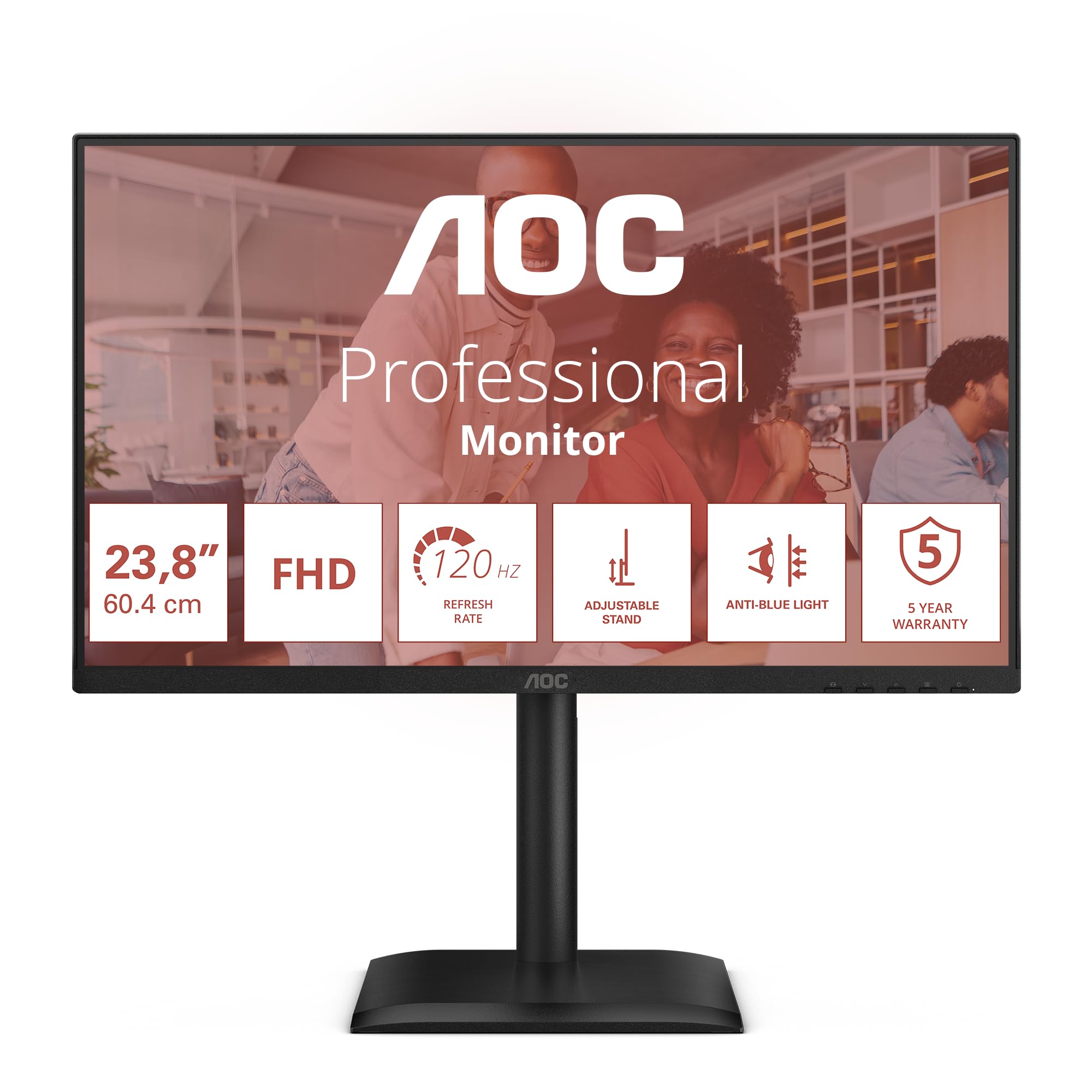 AOC Monitor 24E4U 24 pollici 1920x1080, FHD, 120Hz, IPS Panel, 4ms GtG, USB Hub Speakers, Height Adjustment, (HDMI1x 1.4) HDR Mode, Nero