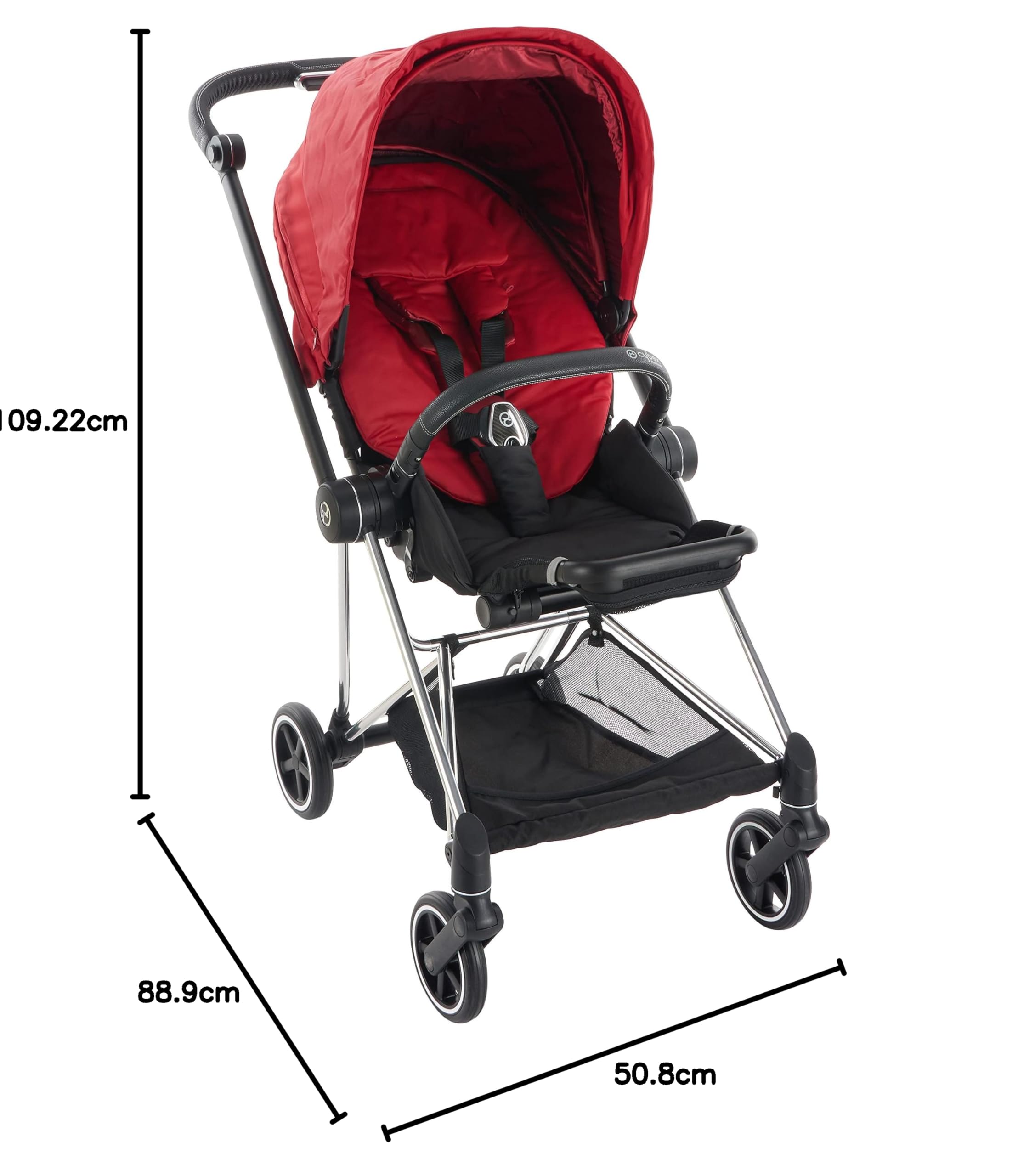 Cybex Mios 2 tam bebek arabası, tek elle kompakt katlama, ters çevrilebilir koltuk, pürüzsüz sürüş, tüm tekerleklerden süspansiyon, ekstra depolama, ayarlanabilir bacak dayanağı, gerçek kırmızı Oyuncak