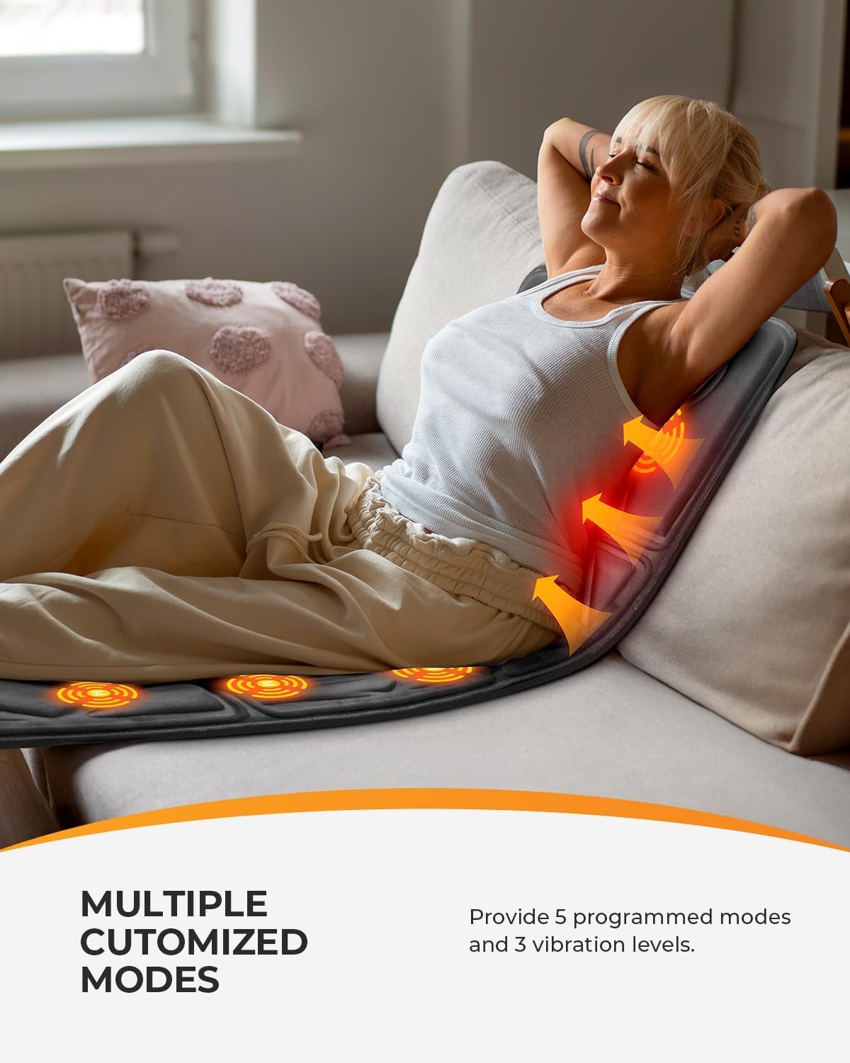 CooCoCo Alfombrilla de masaje de cuerpo completo con calor, masajeador vibratorio de 10 motores para espalda, cuello, hombros, almohadilla térmica para silla, regalos para papá y mamá