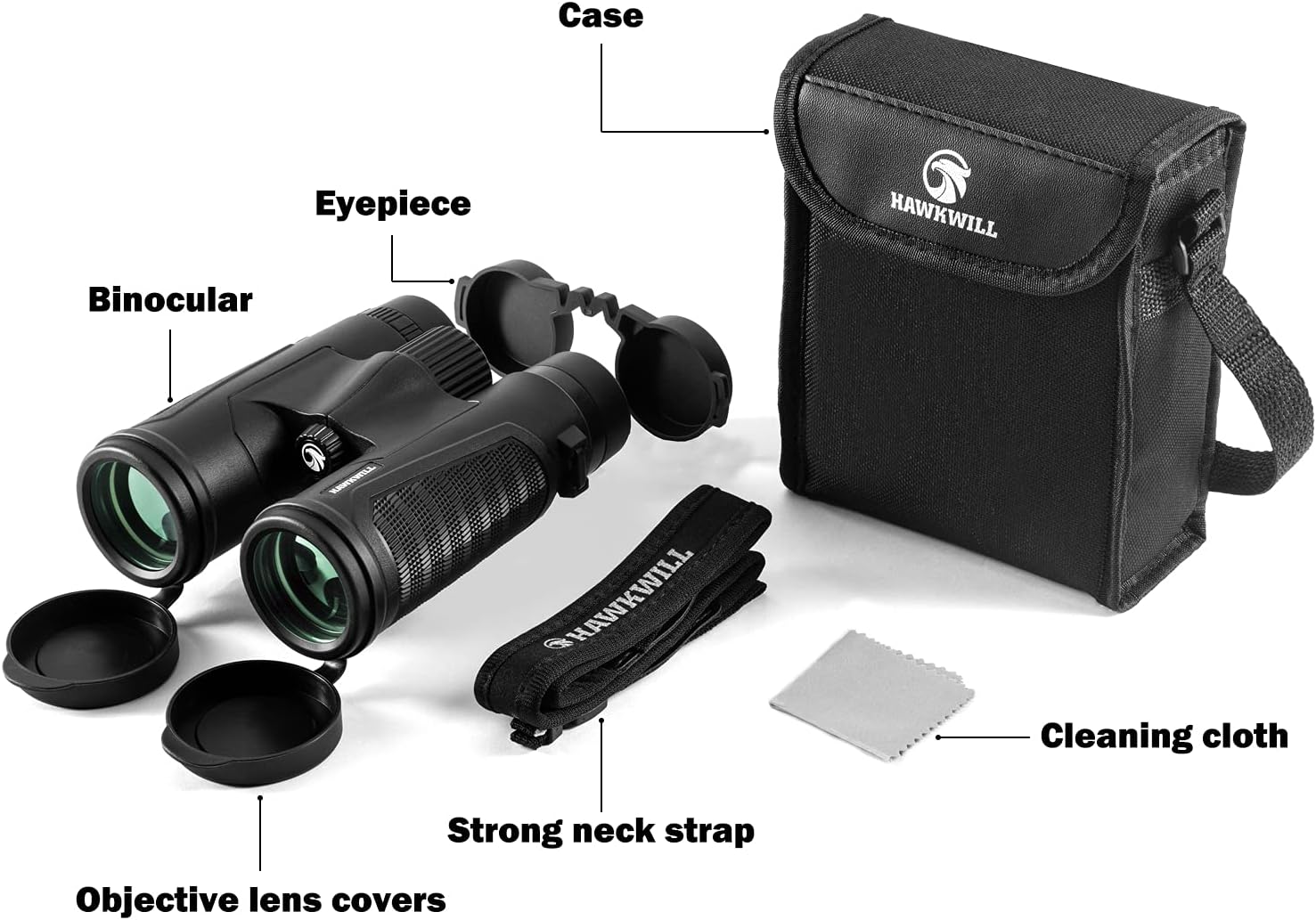Designed in USA Hawkwill 12x50 Binoculars for Adults, Large Eyepiece Waterproof Binoculars with Low Light Night Vision, BaK4 Prism Binoculars for Bird Watching, Hunting, Outdoor Sports : Camera & Photo