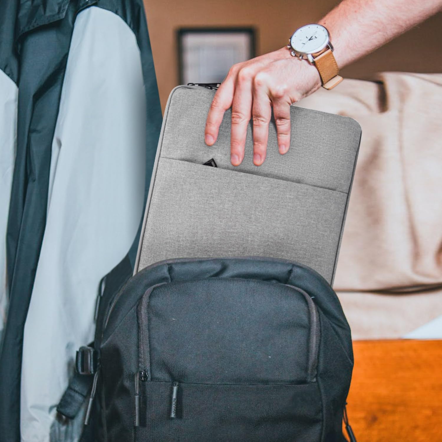 Portable Monitor Case Sleeve 18.5 Inch Compatible with Most Large 18/18.5 Inch Portable Monitor Pouch Bag with Pocket(17.5x11.8 Inch) - Image 5