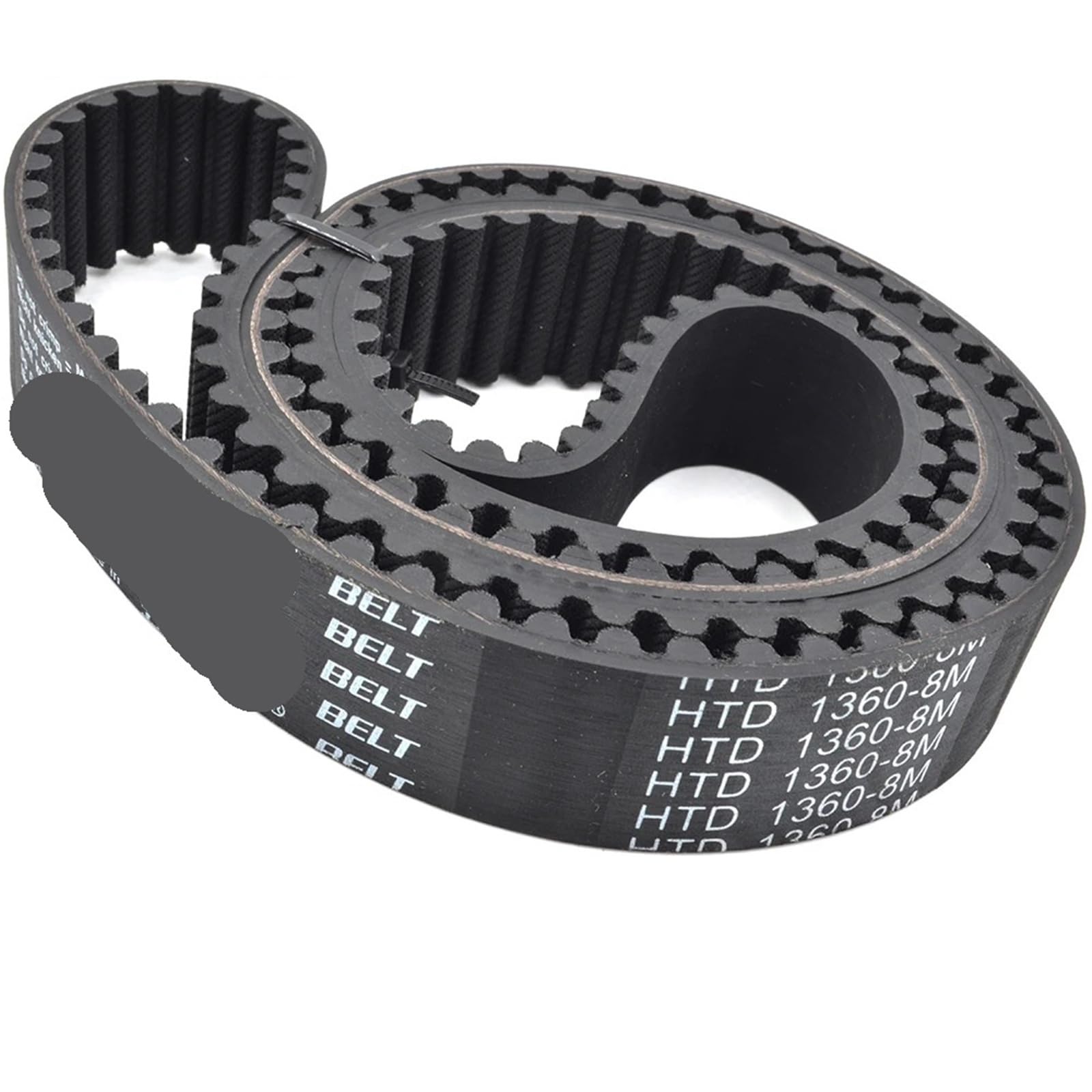 Correa dentada HTD8M 1296 50mm de caucho negro con 161 dientes para motor y polea síncrona