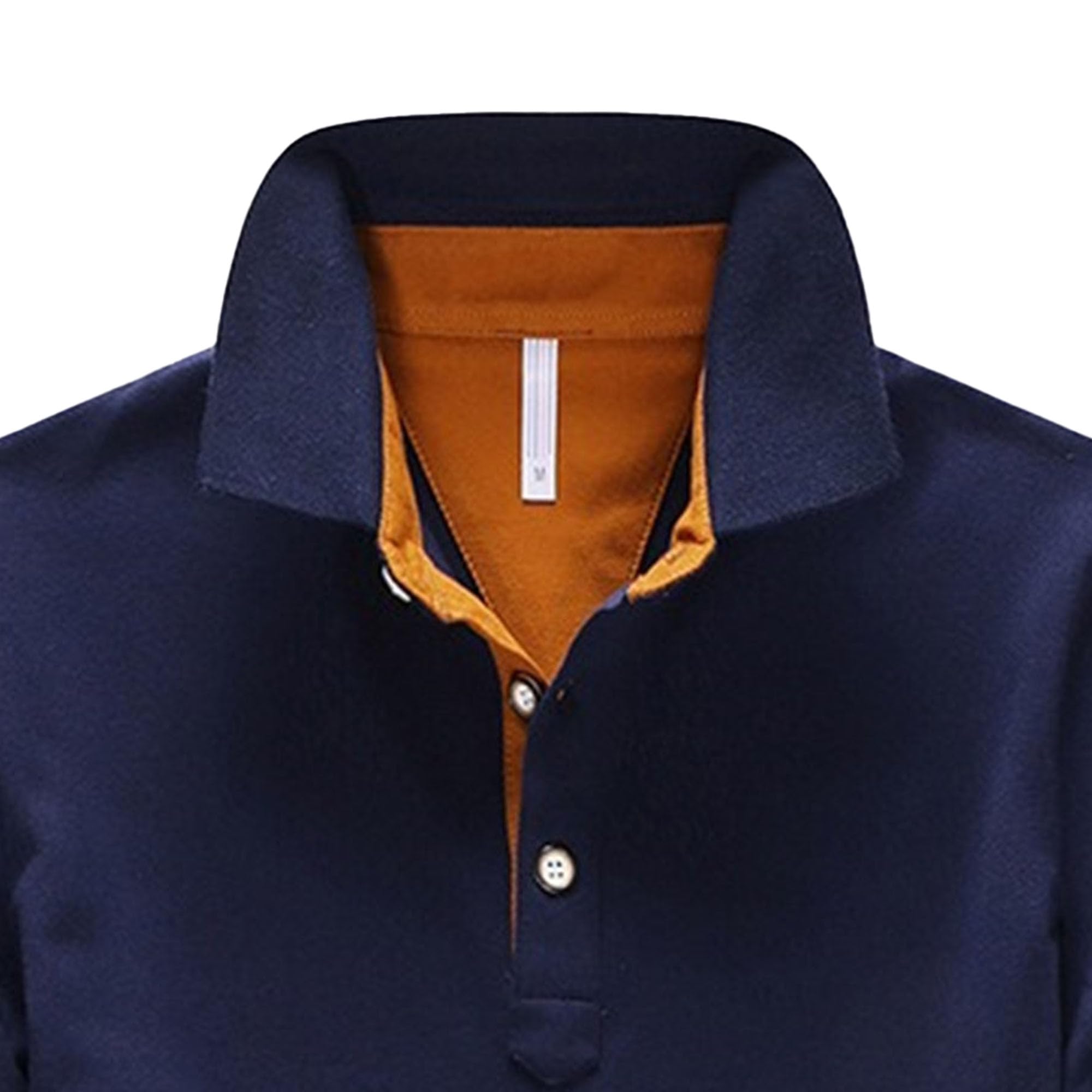 Men Lapel Breathable Work Polo Shirt Quarter Button Slim Trendy T Shirts Summer Color Block Cool Pullover Tops (Blue Orange,Large)