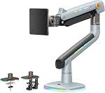 NB Gaming Monitor Arm or for 32 to 60 Inches Screen, Load up to 20 kg, VESA 75/100, RGB-Light, Heavy Duty, Multi Angle Adjustable, Premium Aluminum, Grey Black