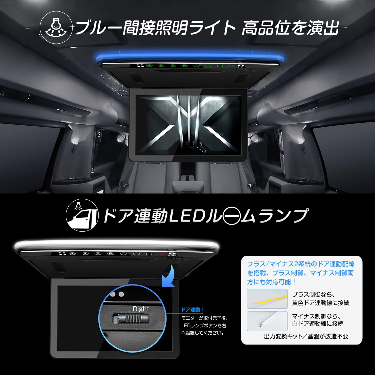 Amazon | XTRONS フリップダウンモニター リアビジョン 後席モニター