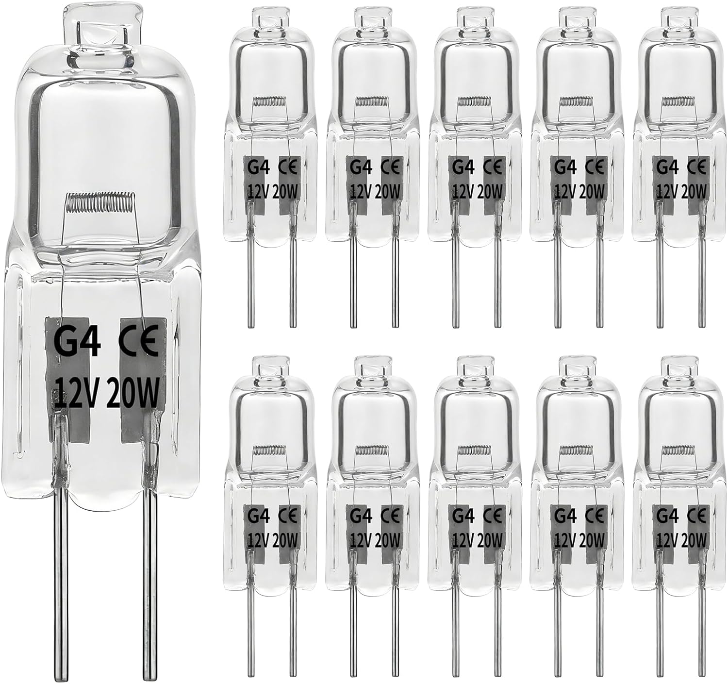 GIVEDOUA G4 Halogen Bulb, 12V 20W Bi-Pin Base T4 Type Dimmable 2700K Warm White Replacement for Under Cabinet Puck Lights, Chandeliers, Accent Lights, Track Lighting, Spotlights (10 Pack)