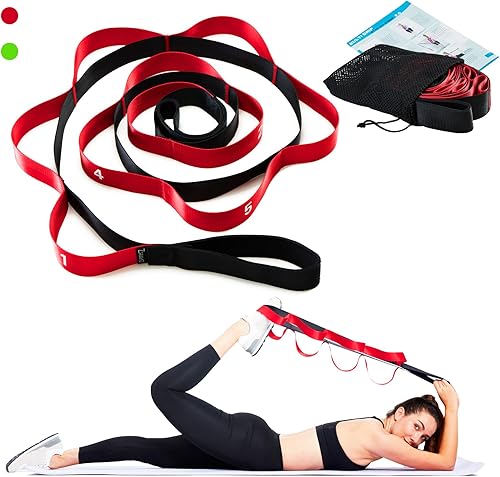 Miniatura 1 de ZHIAMZ Correa elástica de yoga para terapia física, 12 bucles correas de yoga para estiramiento, banda elástica no elástica para ejercicio y