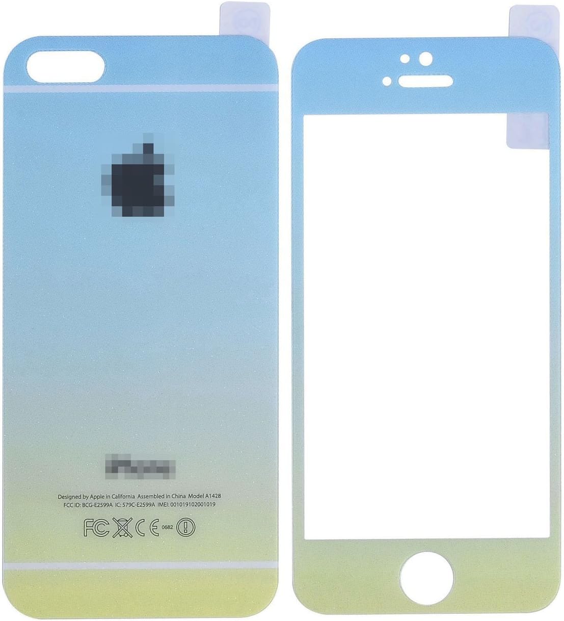 JZshop Rainbow Stickers for iPhone 6 Plus iphone 6S Plus Gardient Colorful Screen Protector with Front and Back Tempered Glass Film for iphone(Blue)