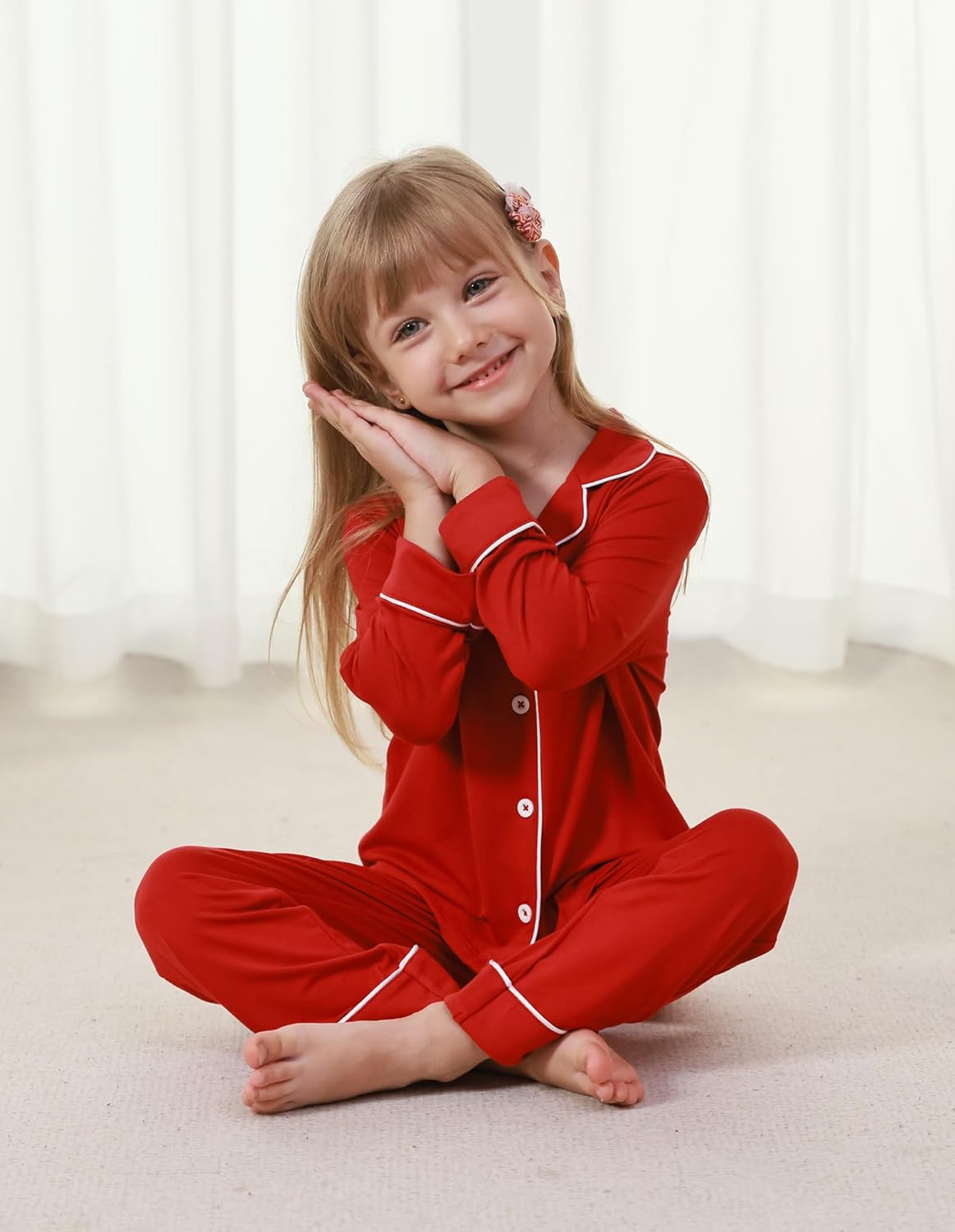 Kids Pajamas Bamboo Viscose Pajama Set, Unisex Boys Girls Long Sleeve Shirt and Pants Button Down Sleepwear 4T-12Y - Image 2