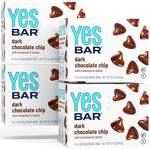 The YES Bar Chips de chocolate negro - Proteína a base de plantas, snack bar decadente - Vegano, paleo, sin gluten, sin lácteos, bajo en azúcar, The YES Bar Chips de chocolate negro - Proteína a base de plantas, snack bar decadente - Vegano, paleo, sin gluten, sin lácteos, bajo en azúcar,