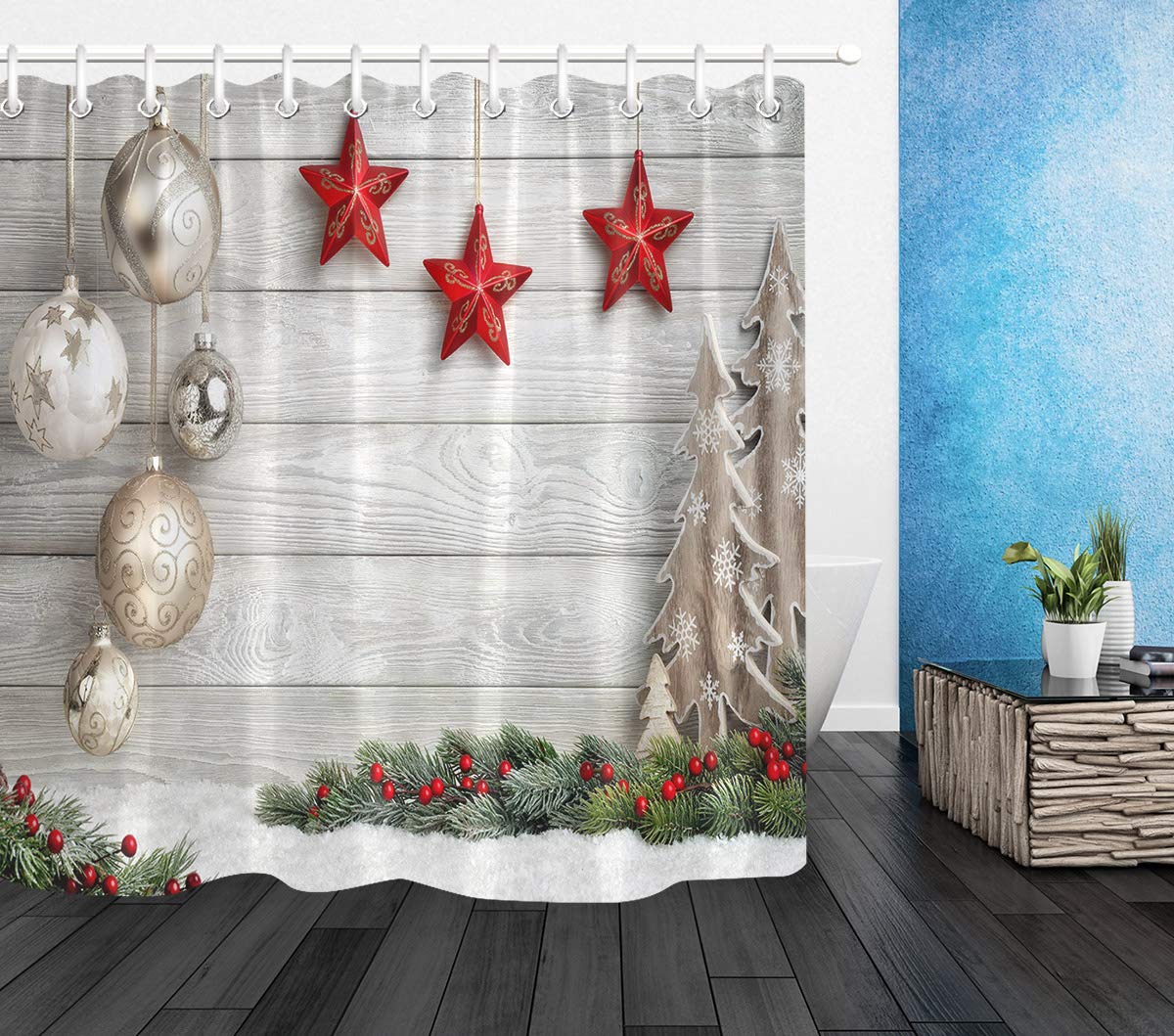 Christmas Fabric Shower Curtains Curtains & Drapes 2023