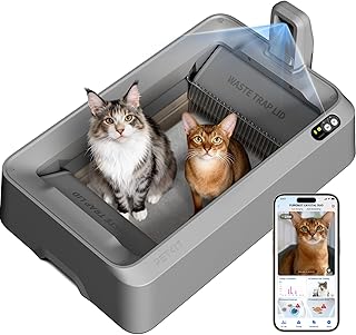 Purobot Crystal Self Cleaning Cat Litter Tray with Camera, Real-Time Monitoring via App, Odor Control and Safety Sensor, Automatic Litter Box for Silica Cat Litter, Extra Large for Multi-Cat