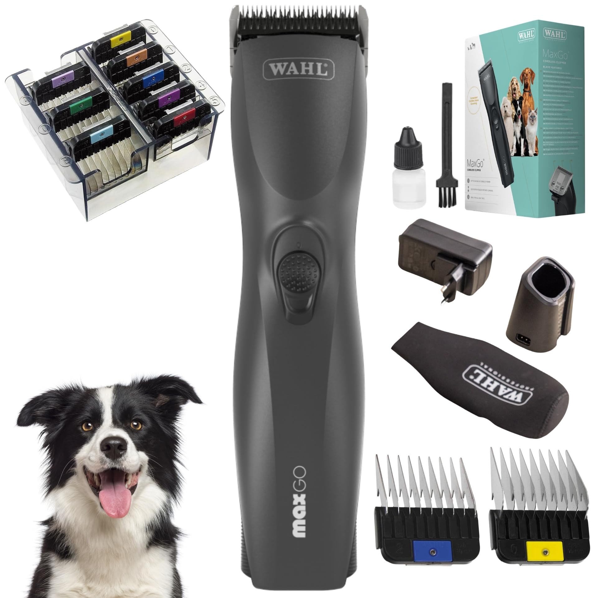 Agrarzone Edition Wahl Max Go Tondeuse chiens avec jeu de peignes - Tondeuse à batterie pour chien & chat - Moser Max autonomie de 180 minutes