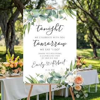 Personalized Rehearsal Dinner Welcome Sign, The Night Before Welcome Sign, Wedding Rehearsal Party Home Decor, Rehearsal Dinner Sign, Elegant Welcome Sign, Wedding Decorations Ceremony #10