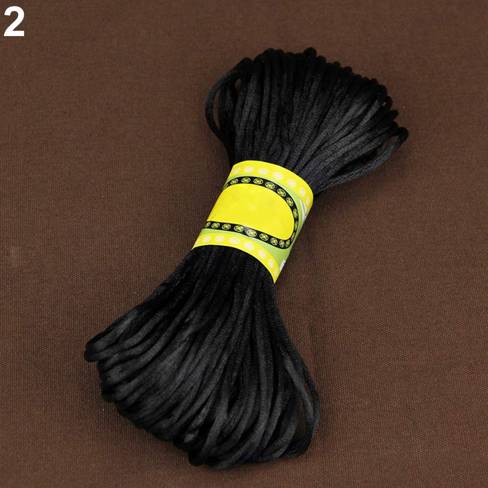 liyhh 20 Meters/787.40" 2mm Rattail Satin Cord DIY Nylon Macrame Braiding String Knitting Rope Home Decor Black
