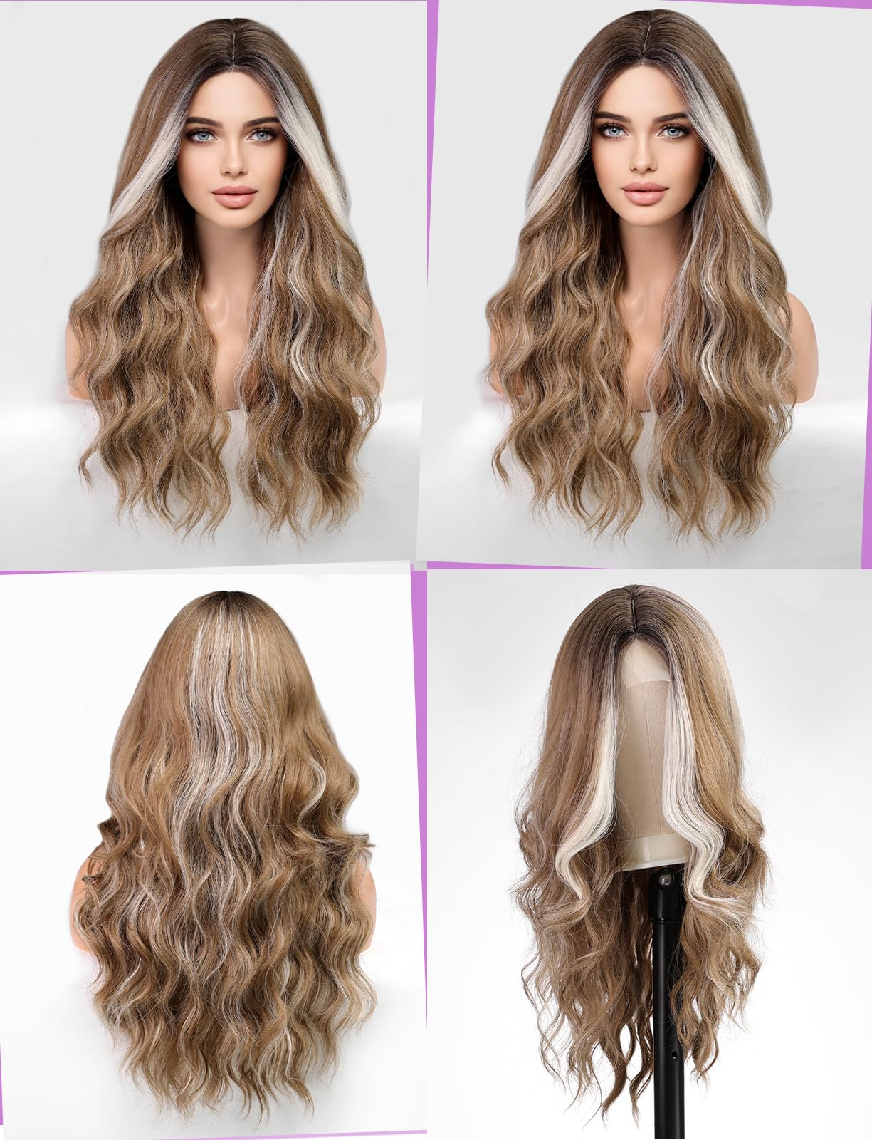 WOKESTAR Long Brown Wavy Wigs for Women Synthetic Wig for Party - Image 3