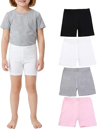 CHUNG Girls Biker Shorts Cotton Toddlers Cartwheel Dance Yoga Play Under Dress Skirt School Uniform Basic 4 Pack