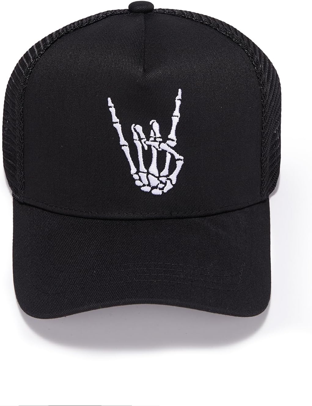 Embroidered Trucker Hat Black Baseball Cap Adjustable Mesh Dad Hats for Men Women