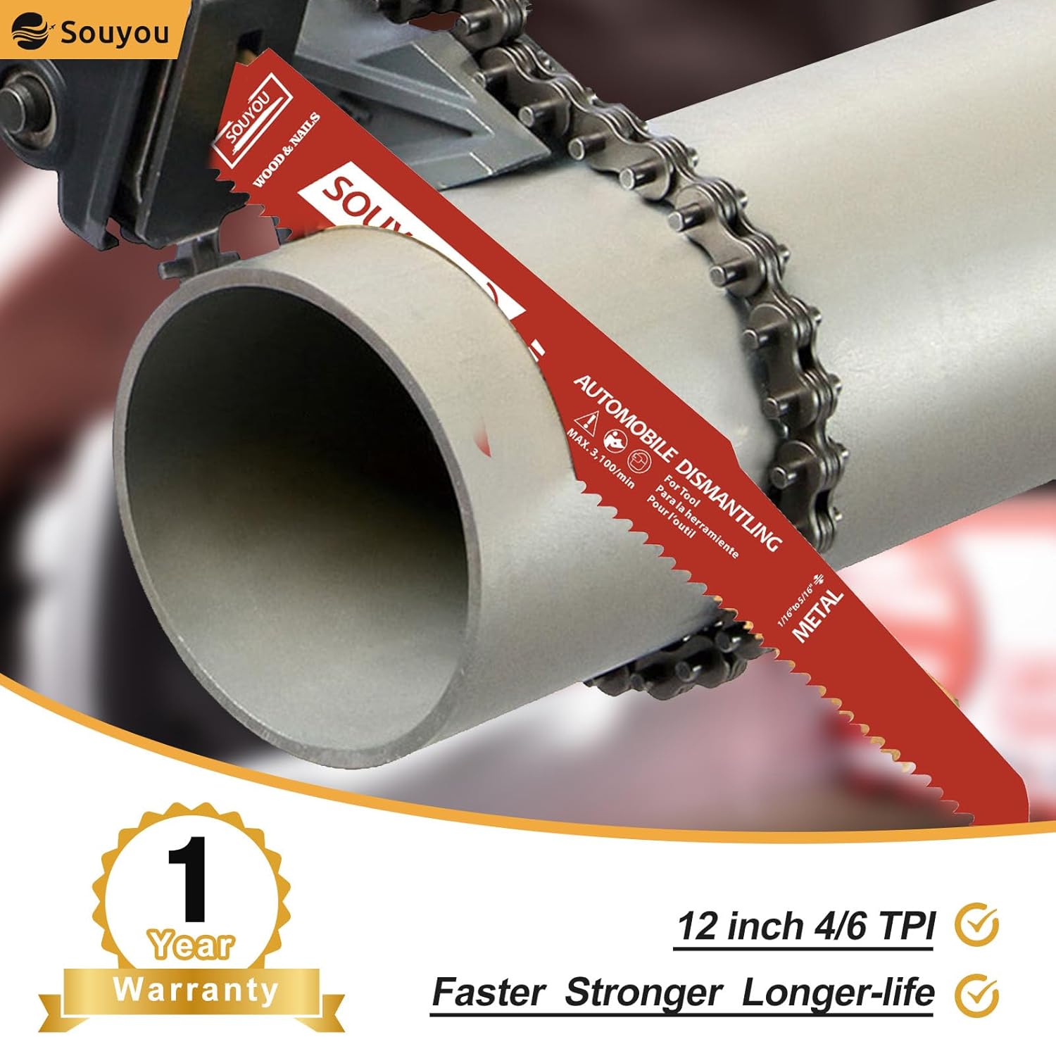 25 Pack 12 Inch 4/6 Tpi Reciprocating Saw Blades Bi-Metal Steel Demon with Perma-Shield Coating Stud and Nail Saw-zall Blades Saw-zall Blades for Cutting Embedded Wood Metals PVC Pallets etc