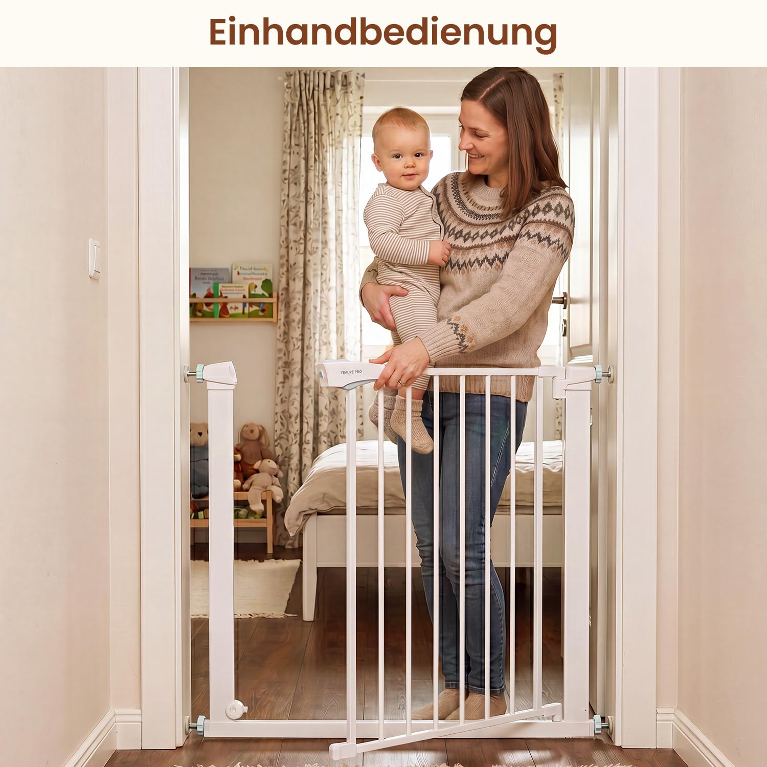 YEAUPE PRO Treppenschutzgitter ohne Bohren,92-95cm,Türgitter Baby Weiß