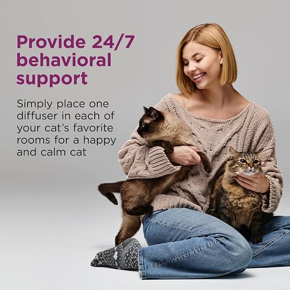 Bundle of Comfort Zone 30 Day Starter Kit; 1 Multicat Diffuser & 1 Refill; Cat Calming Pheromone; + Comfort Zone 6 Pack MultiCat Diffuser Refills; Cat Calming Pheromones Help Anxiety; 30-Day Refills