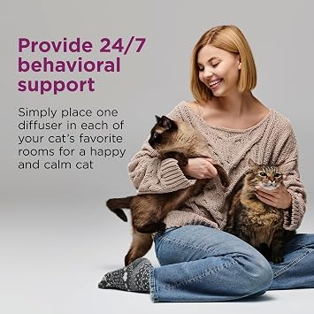 Bundle of Comfort Zone 30 Day Starter Kit; 1 Multicat Diffuser & 1 Refill; Cat Calming Pheromone; + Comfort Zone 6 Pack MultiCat Diffuser Refills; Cat Calming Pheromones Help Anxiety; 30-Day Refills